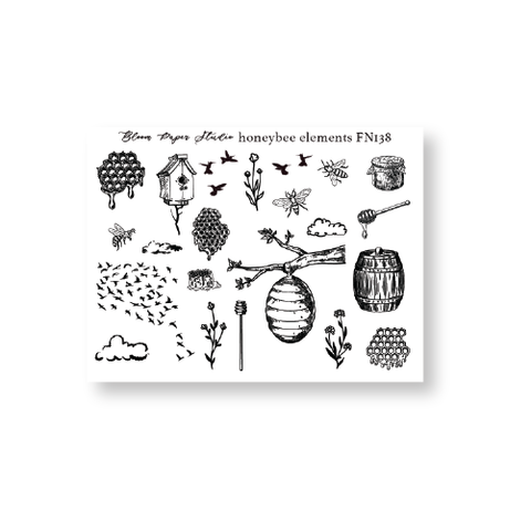 FN138 Foiled Honey Bee Elements Planner Stickers