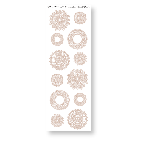 CW05 Lace Doily Journaling Planner Stickers (Tan)