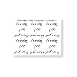 FN212 Foiled Script Calligraphy: Laundry Planner Stickers