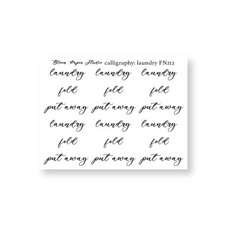 FN212 Foiled Script Calligraphy: Laundry Planner Stickers