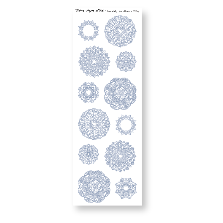 CW24 Lace Doily Journaling Planner Stickers (Cornflower)