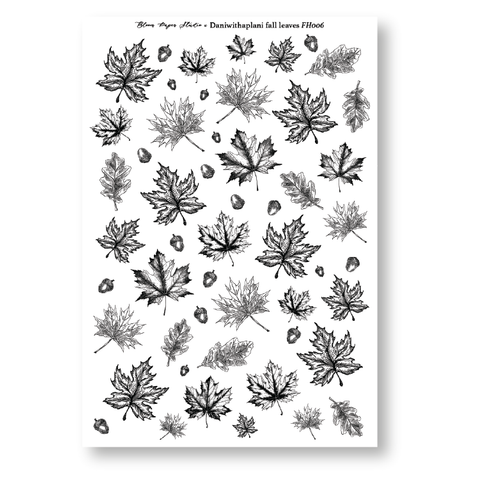FH006 Foiled Fall Leaves Planner Stickers (Daniwithaplani Collab)