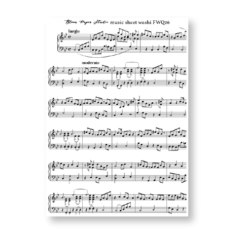 FWQ26 Foiled Sheet Music Washi Paper Stickers