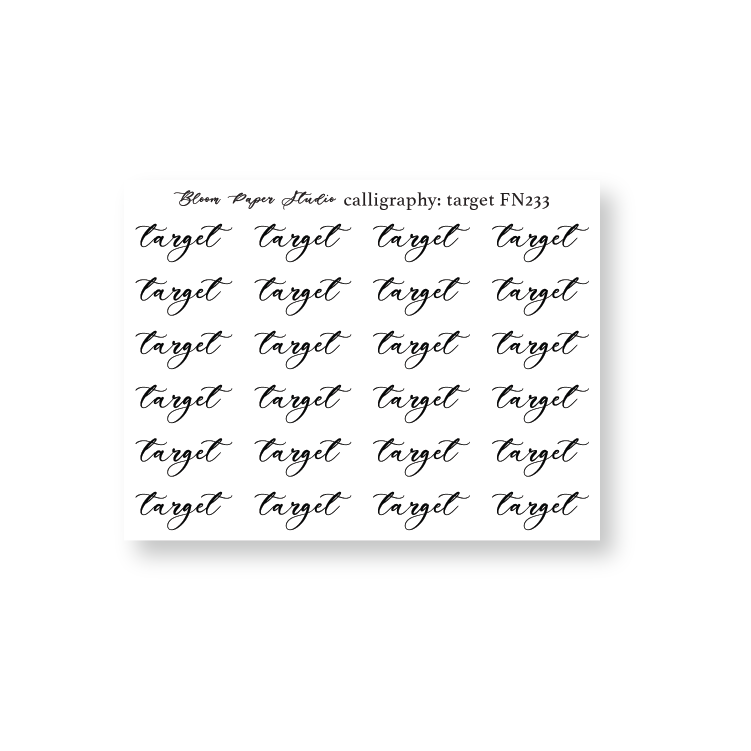FN233 Foiled Script Calligraphy: Target Planner Stickers