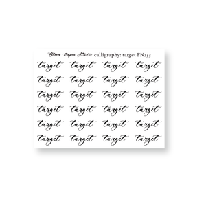 FN233 Foiled Script Calligraphy: Target Planner Stickers
