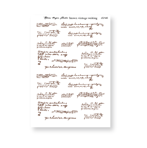 Brown Vintage Writing Journaling Planner Stickers