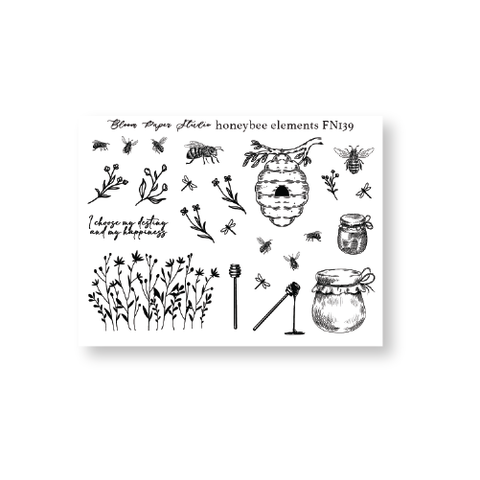 FN139 Foiled Honey Bee Elements Planner Stickers