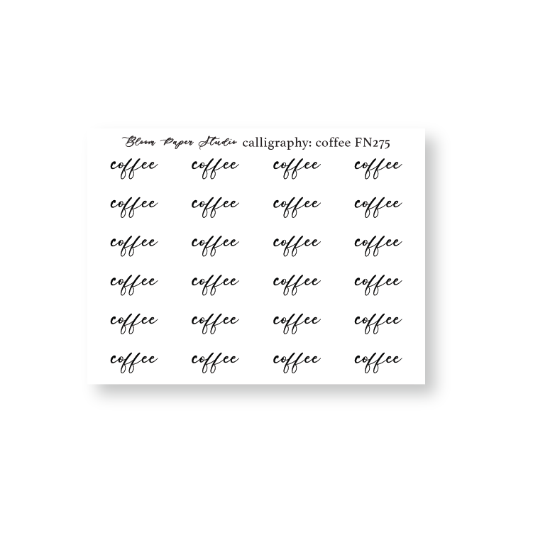 FN275 Foiled Script Calligraphy: Coffee Planner Stickers