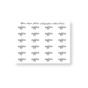 FN275 Foiled Script Calligraphy: Coffee Planner Stickers