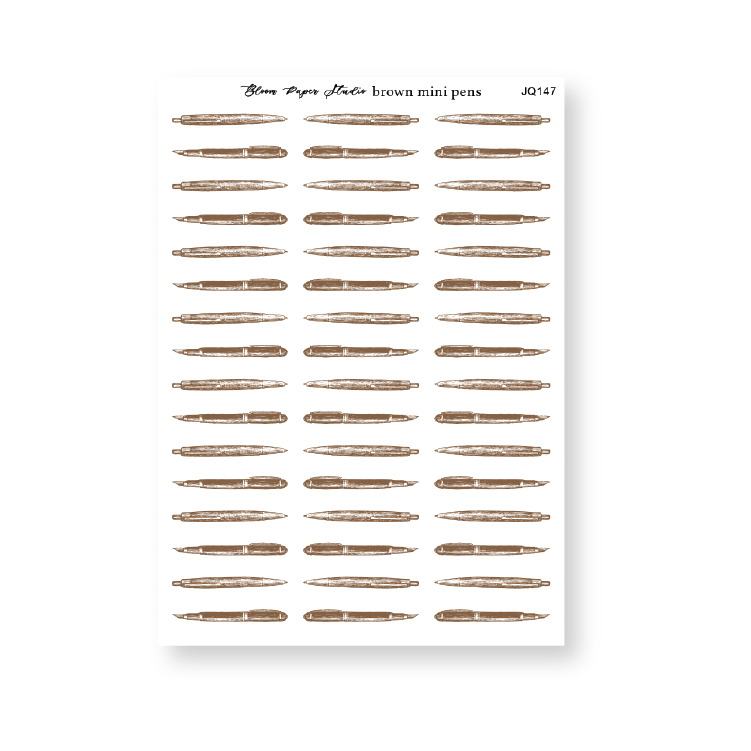 Brown Mini Pens Journaling Planner Stickers