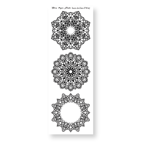 FW07 Foiled Lace Doilies Planner Stickers