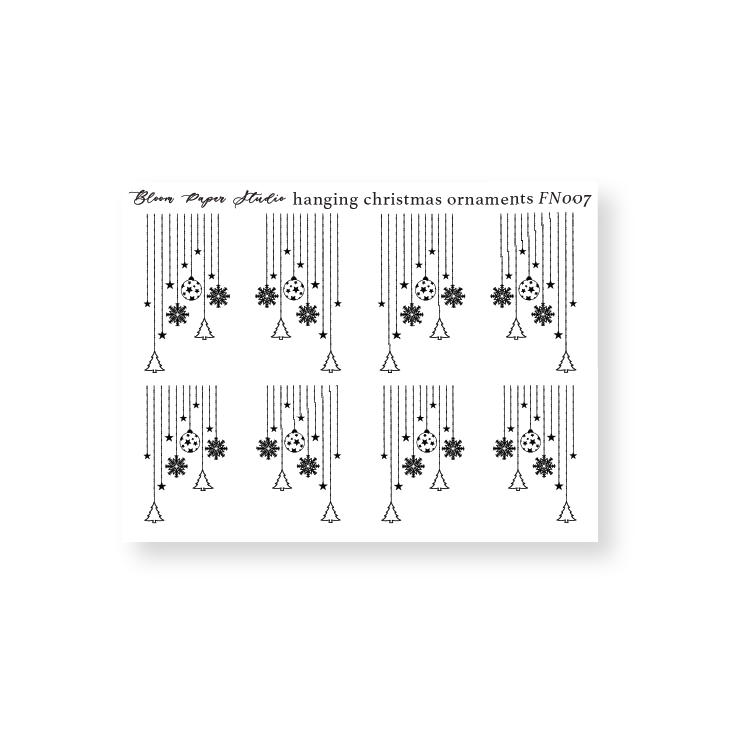 FN007 Foiled Hanging Christmas Ornaments Planner Stickers