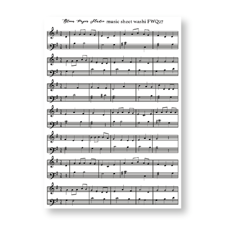 FWQ27 Foiled Sheet Music Washi Paper Stickers