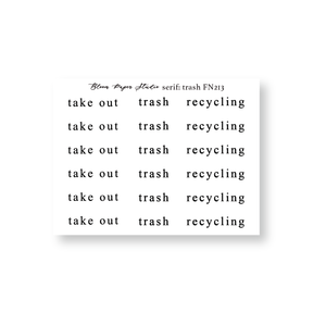 FN213 Foiled Script Serif: Trash Planner Stickers