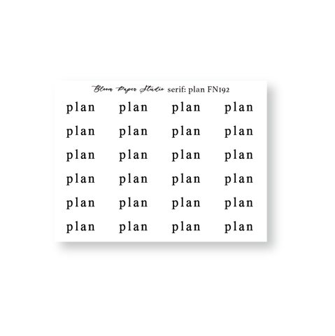 FN192 Foiled Script Serif: Plan Planner Stickers