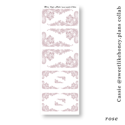 CW61 Lace Journaling Planner Stickers (Rose)