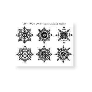 FN008 Foiled Snowflakes 2.0 Planner Stickers