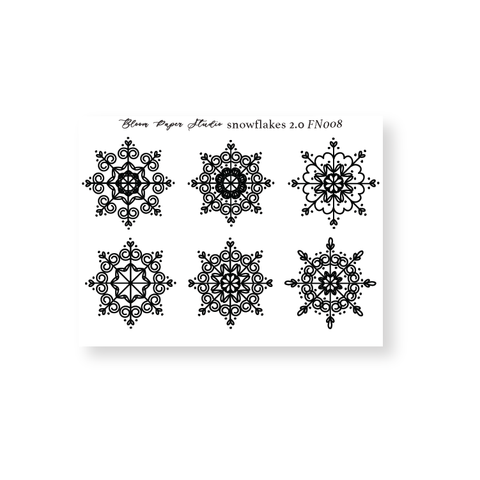 FN008 Foiled Snowflakes 2.0 Planner Stickers
