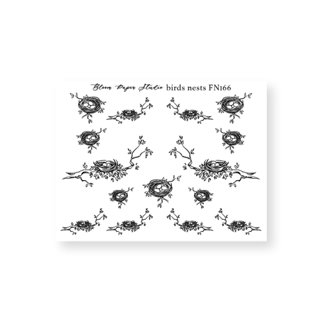 FN166 Foiled Birds Nests Planner Stickers