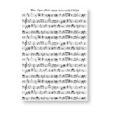 FWQ28 Foiled Sheet Music Washi Paper Stickers