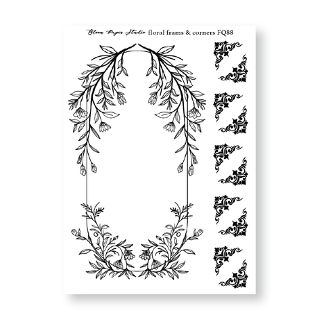 FQ88 Floral Frame & Corners Foiled Planner Stickers
