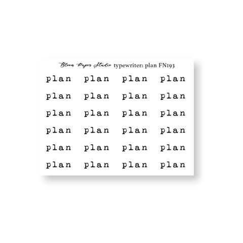 FN193 Foiled Script Typewriter: Plan Planner Stickers