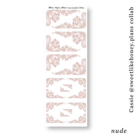 CW62 Lace Journaling Planner Stickers (Nude)