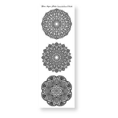 FW08 Foiled Lace Doilies Planner Stickers