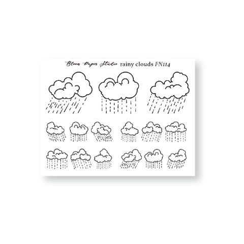 FN114 Foiled Rainy Clouds Planner Stickers