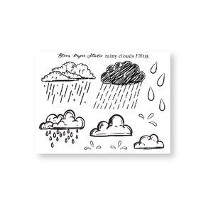 FN115 Foiled Rainy Clouds Planner Stickers
