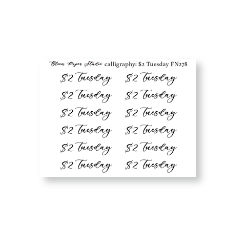 FN278 Foiled Script Calligraphy: $2 Tuesday Planner Stickers