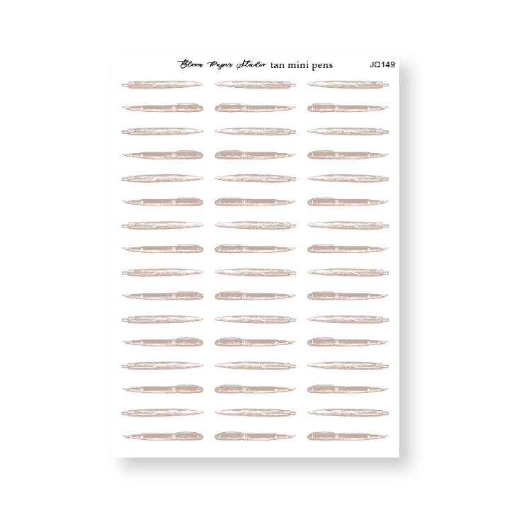 Tan Mini Pens Journaling Planner Stickers