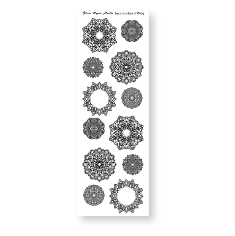FW09 Foiled Lace Doilies Planner Stickers