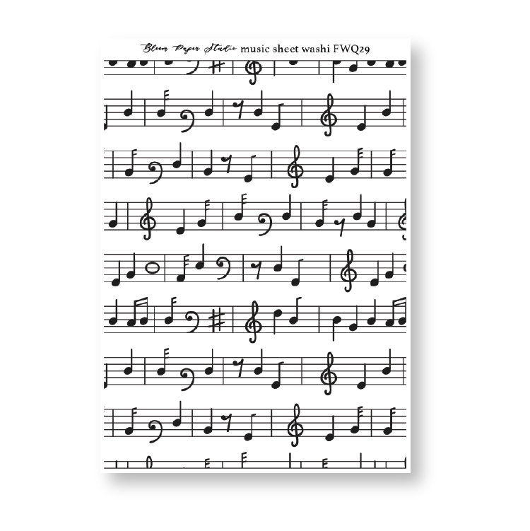 FWQ29 Foiled Sheet Music Washi Paper Stickers