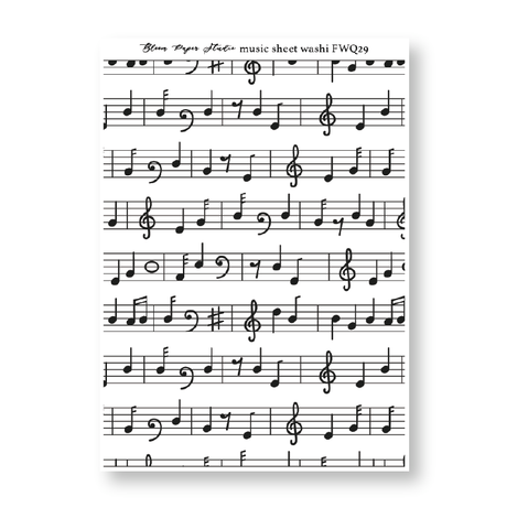 FWQ29 Foiled Sheet Music Washi Paper Stickers