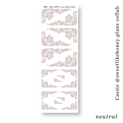 CW63 Lace Journaling Planner Stickers (Neutral)