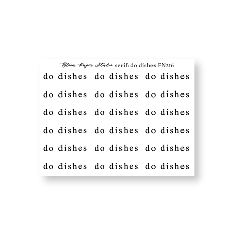 FN216 Foiled Script Serif: Do Dishes Planner Stickers