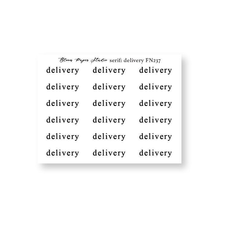FN237 Foiled Script Serif: Delivery Planner Stickers