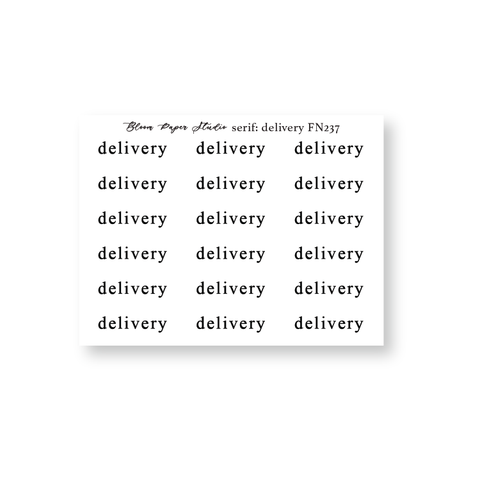 FN237 Foiled Script Serif: Delivery Planner Stickers