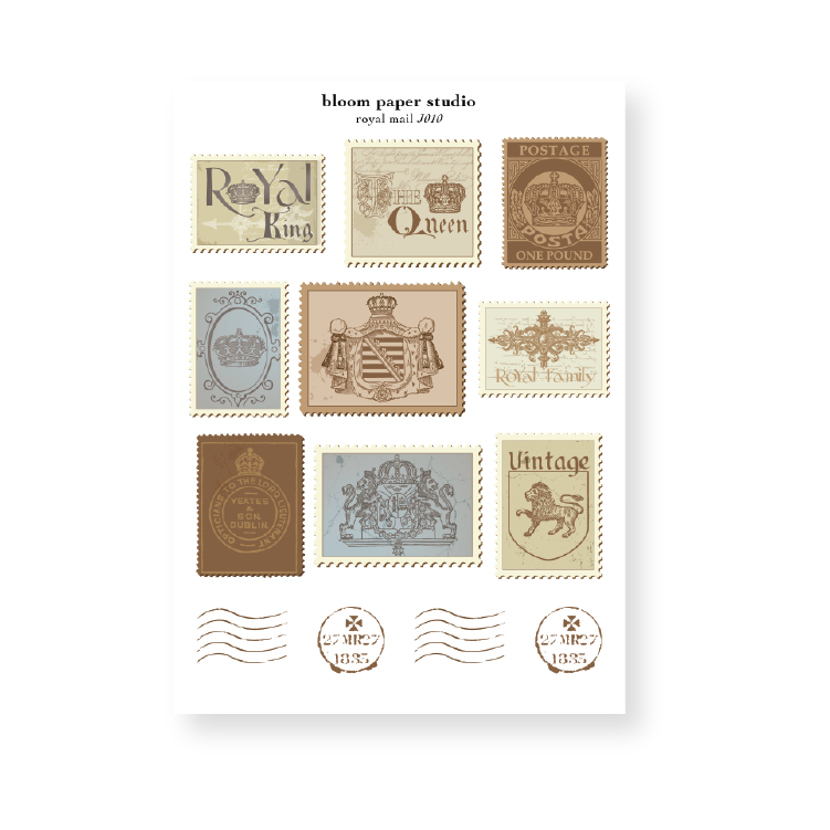 J010 Vintage Royal Mail Stamp Journaling Stickers