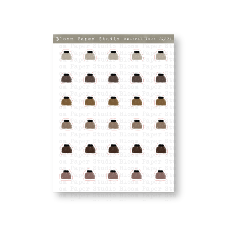 Neutral Fountain Pen Ink Doodle Planner Journal Stickers
