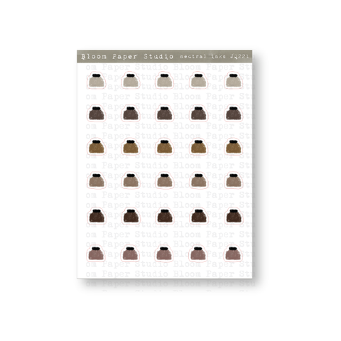 Neutral Fountain Pen Ink Doodle Planner Journal Stickers