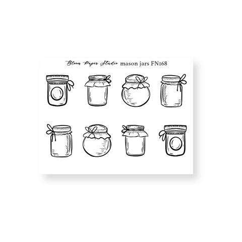FN168 Foiled Mason Jars Planner Stickers