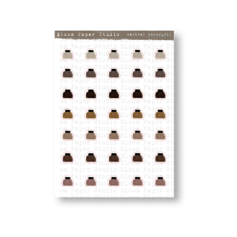 Neutral Fountain Pen Ink Doodle Planner Journal Stickers