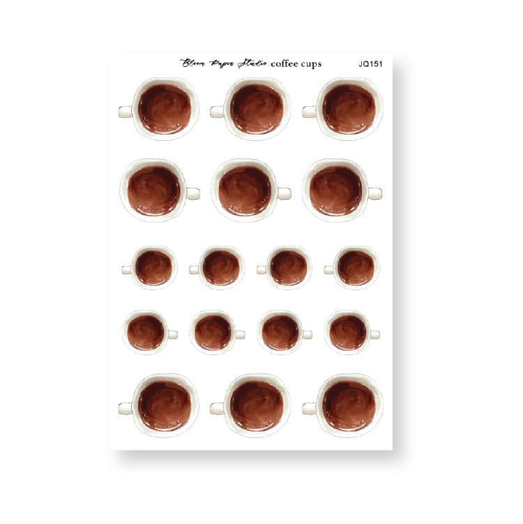 Coffee Cups Journaling Planner Stickers