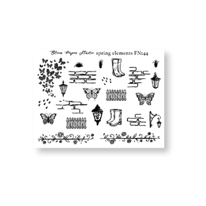 FN144 Foiled Spring Elements Planner Stickers