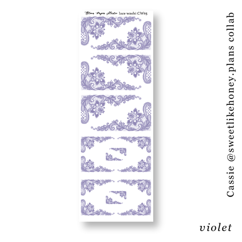 CW65 Lace Journaling Planner Stickers (Violet)