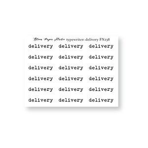 FN238 Foiled Script Typewriter: Delivery Planner Stickers
