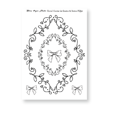 FQ91 Floral Frame in Frame & Bows Foiled Planner Stickers