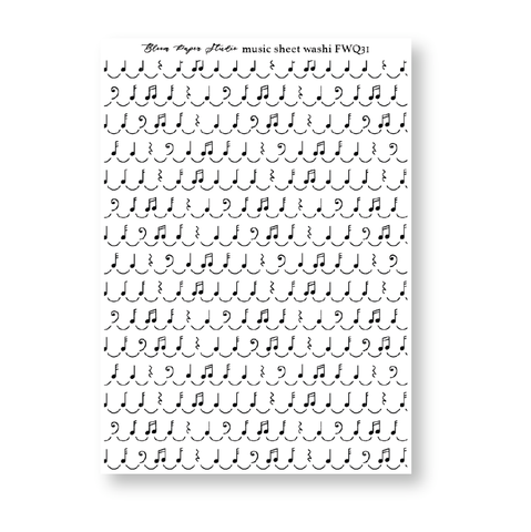 FWQ31 Foiled Sheet Music Washi Paper Stickers